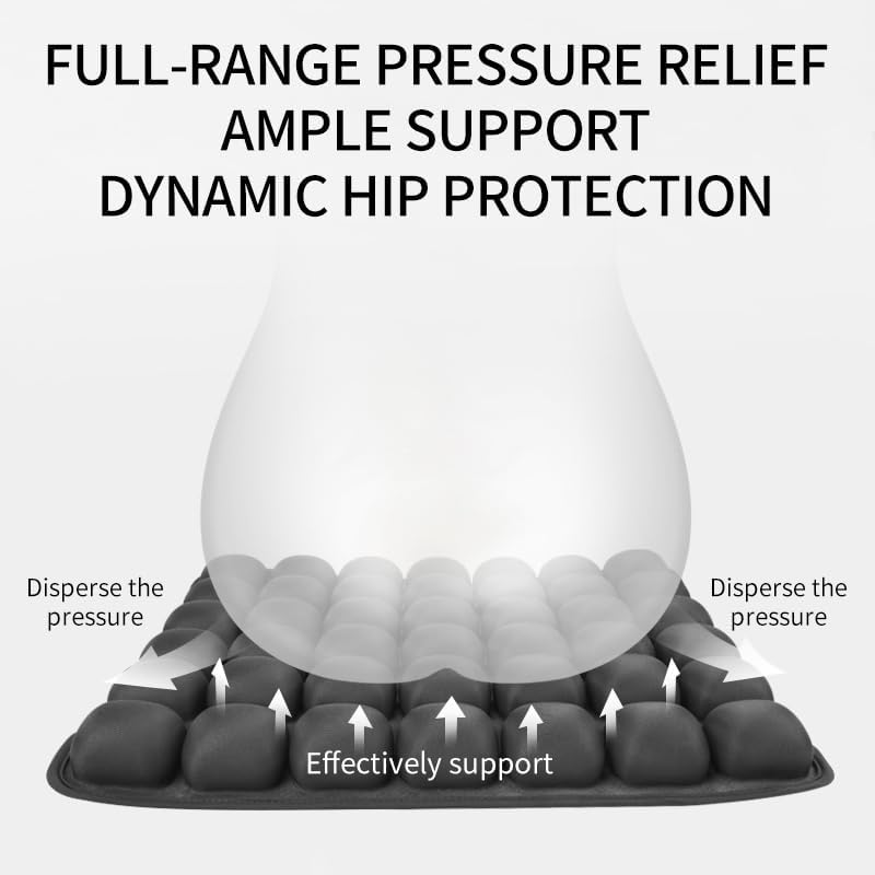 Sondor Travel Cushion; 3D Inflatable Airplane Seat Cushion for Office Chair, Wheelchair, Car Seat, Non-Slip Everlasting Comfort Air Cushions; Pain