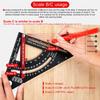 Adjustable Woodworking Triangle Ruler 7Inch Aluminium Alloy Square Protractor Precise Right Angle Measuring Ruler with 2 Pencils