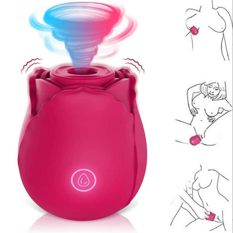 Ženy Rose Vibator Toy Vagina Sací Vibrátor Růžový Vibrátor Savička Orální lízání Klitoris Stimulace Výkonné sexuální hračky