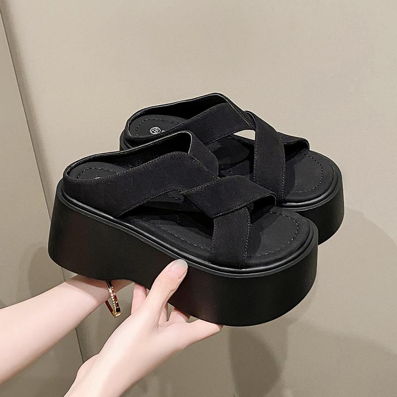 Móda Móda Léto Dámské pantofle Plážové žabky Dámské párty boty Klínkové podpatky Venkovní sandály Dámské pantofle na vysoké platformě 8CM