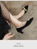 Fairy 2024 Korean Style Knit High Heels - Versatile, Thick-Heeled Women's Shoes for Spring & Autumn