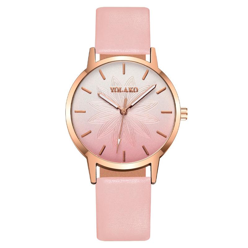 

Popular fashion gradual change printed ladies watch women s watch belt quartz рожевий
