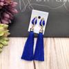 Retro flower gemstone with diamond fringed stud earrings long celebrity temperament earrings women's versatile earrings