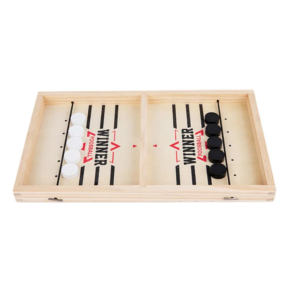 

Sling Puck Board Games Wooden Hockey Party Games Fast-Paced Funny Family Table Two People Fight Against Toy with 10 Bullets