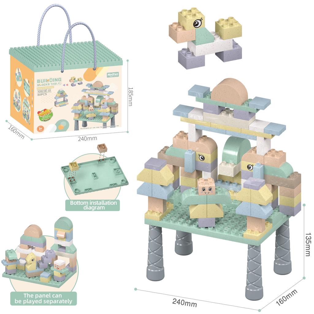 Kendin Yap Buğday Sapı Büyük Parçacıklı Yapı Blokları Bebek 1-6 Yaş Doğum Günü Hediyesi Birleştirilmiş Oyuncak Masa