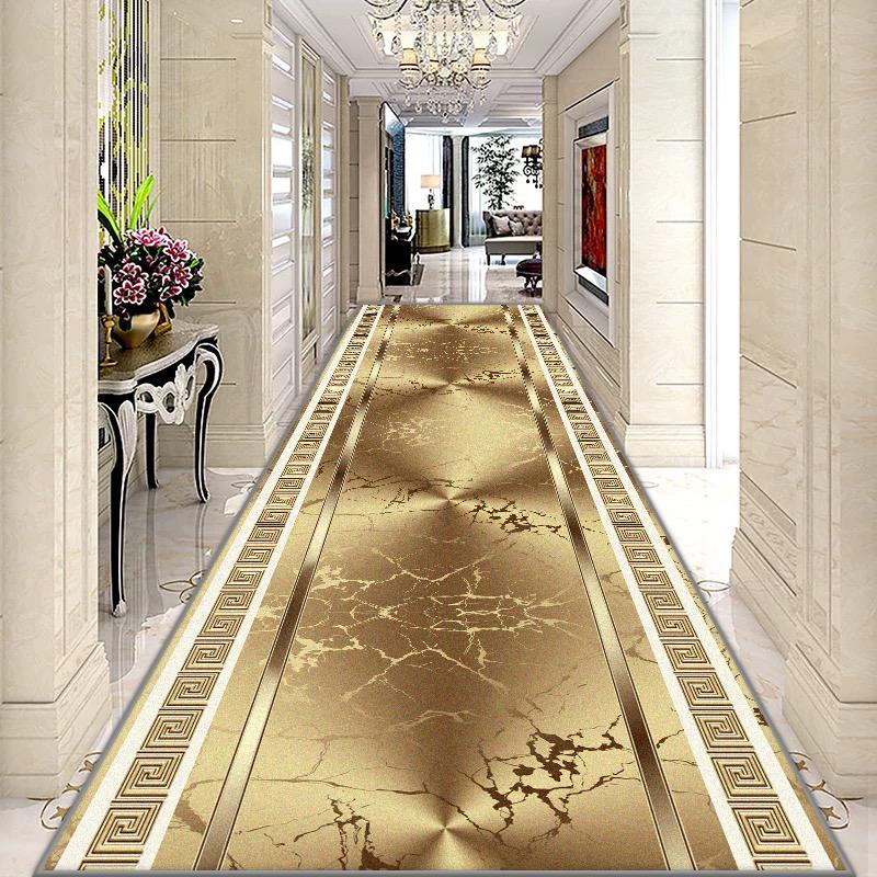 European Style Long Corridor Carpet for Living Room Marble Decoration Home Hallway Runner Rug Villa Hotel Stairs Passageway Mat