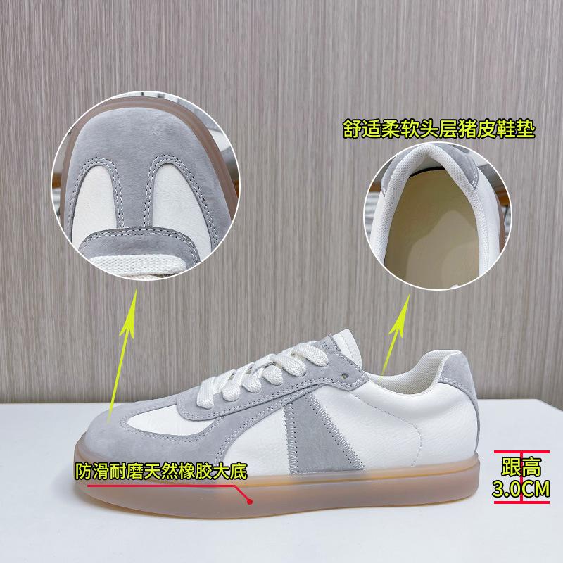 New leather German training shoes women's 2025 spring light sports shoes women's single shoes casual Forrest Gump shoes versatile women's shoes