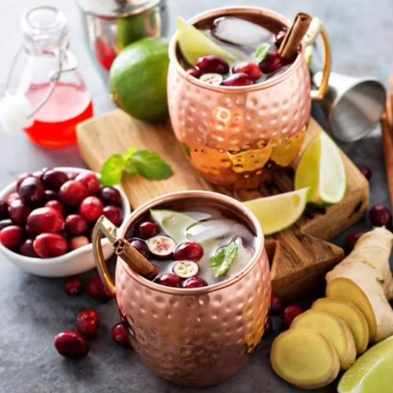 Nouveaux Mugs Moscow Mule en Acier Inoxydable Métal Plaqué Cuivre Martelé Anti-Chute Mugs à Bière Mugs à Cocktail Bar Banquet Mugs à Boire