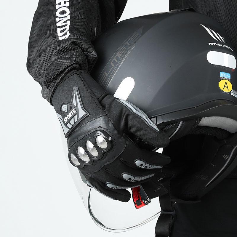 Men's Motorcycle Riding Gloves with Stainless Steel Hard Shell and Anti-Fall Protection for Mountain Biking
