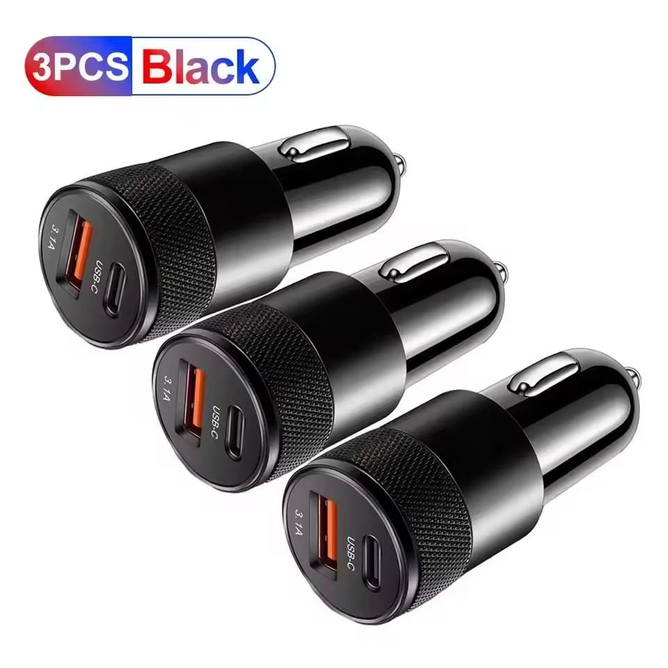 3.1A USB Car Charger Type C Fast Charging Phone Adapter For Xiaomi Huawei PD Phone Charger Adapter Socket Cigarette Lighter