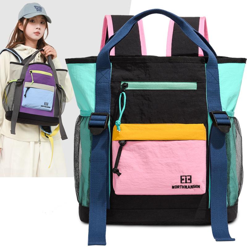 Schoolbag simple and versatile women's high-value college style casual backpack trendy and cool fashion color matching commuter backpack schoolbag