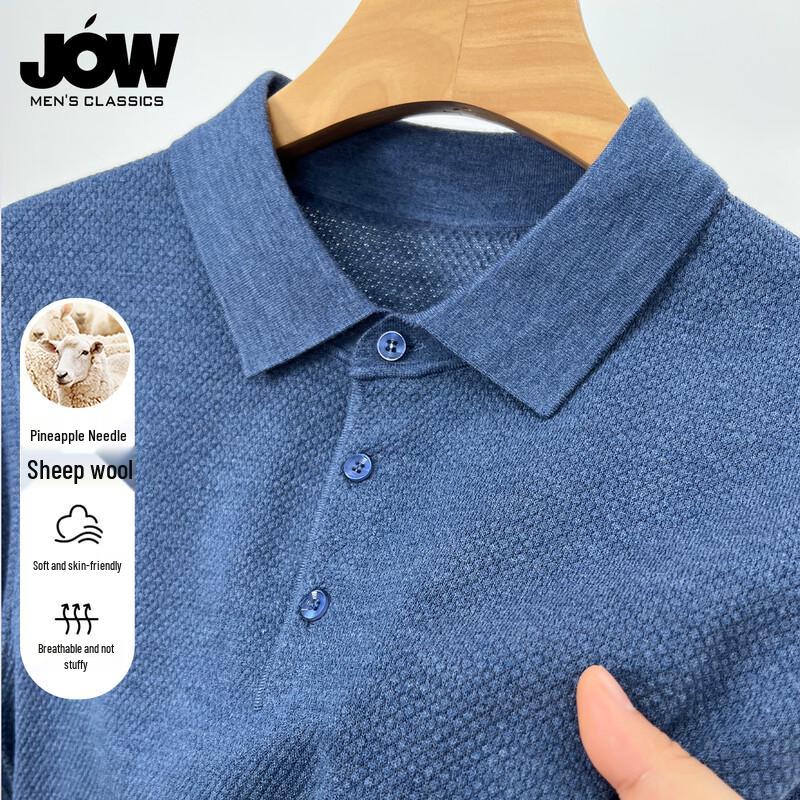 JOW Men s Merino Wool Blend Long Sleeve Polo Shirt M
