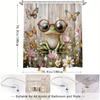 Fairy Tale Frog Shower Curtain - Vibrant Flowers, Butterflies, Rustic Backdrop, Soft Painterly Style, Water-Resistant Polyester