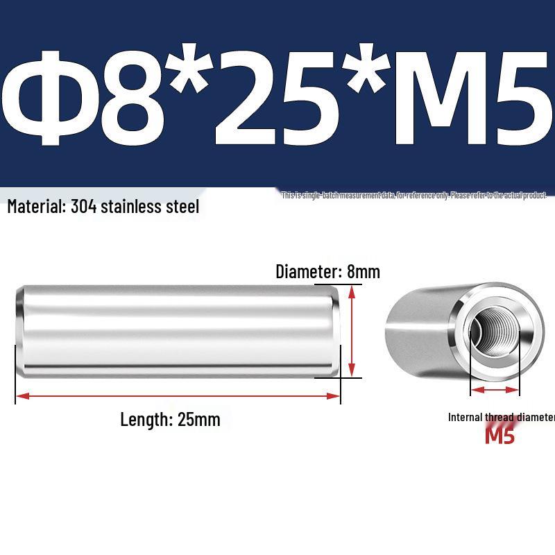 Pin Cilindric din Oțel Inoxidabil 304 cu Filet Interior M4/M6/M8 și Orificiu - Coloană de Suport și Ghidare
