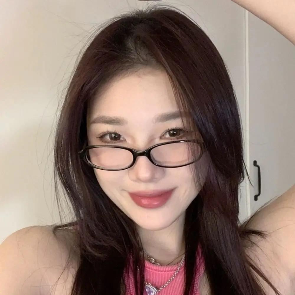 

New Y2K Oval Frame Anti-Blue Light Glasses Girls Fashion Retro Cat Eye Narrow Spectacles Small Plain Computer Reading Goggles