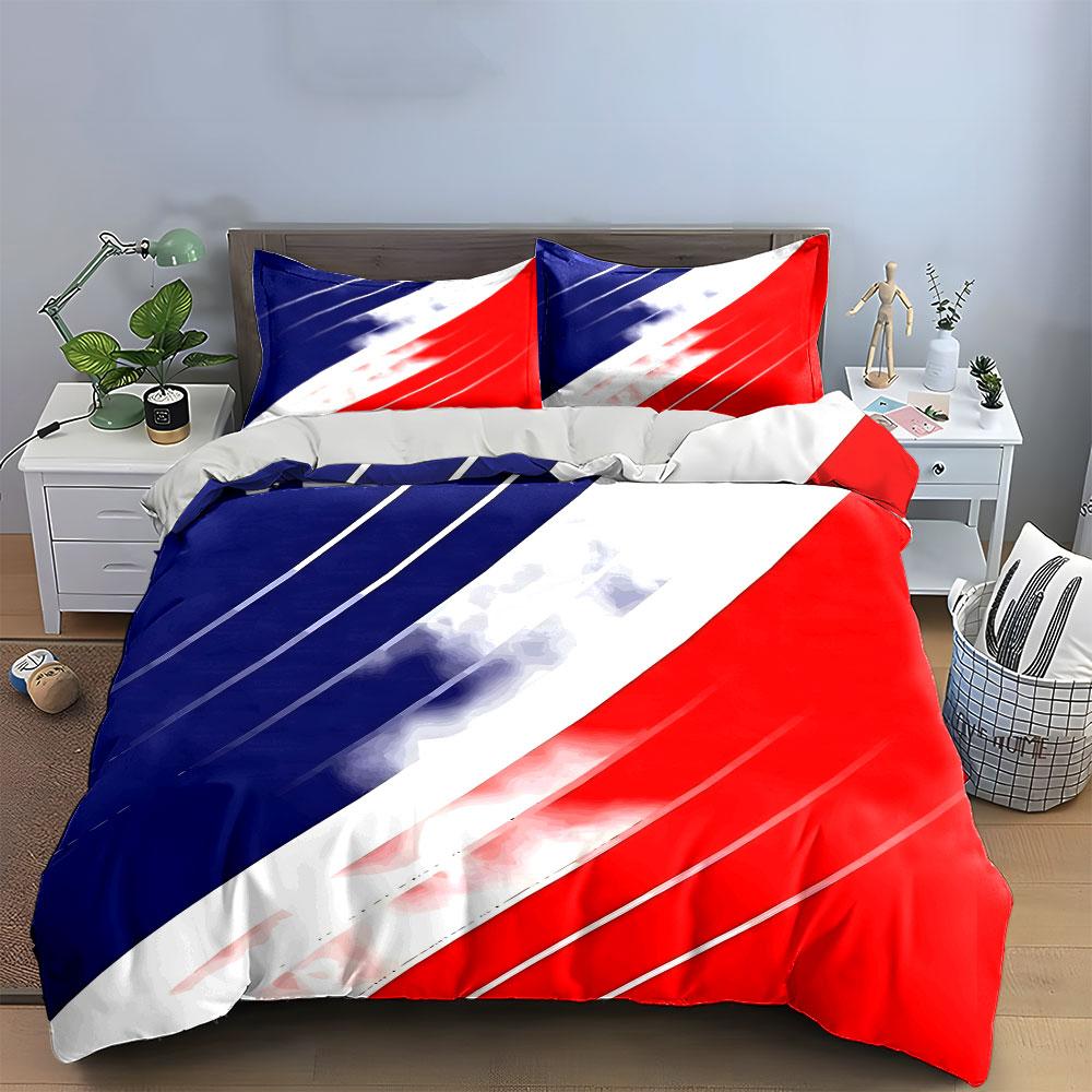 Diagonal red, white, blue stripes. Bedding sets Duvet cover sets Duvet covers Pillowcases(1*Duvet Cover 2*Pillowcases without duvet insert)