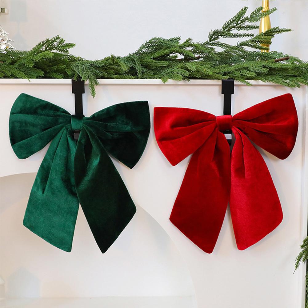 Ribbon Bows Christmas Tree Velvet Bows Red Christmas Ribbon Bows For Xmas Home Decor Tree Wreaths Gift DIY Festive Winter S4D5