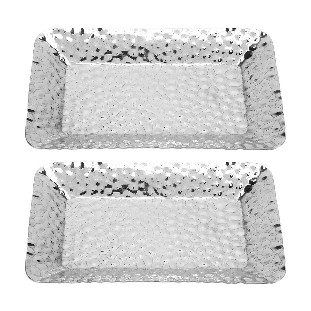 2PCS Stainless Steel Towel Tray Rectangular Serving Tray Decorative Vanity Platter Tray Kitchen Bath