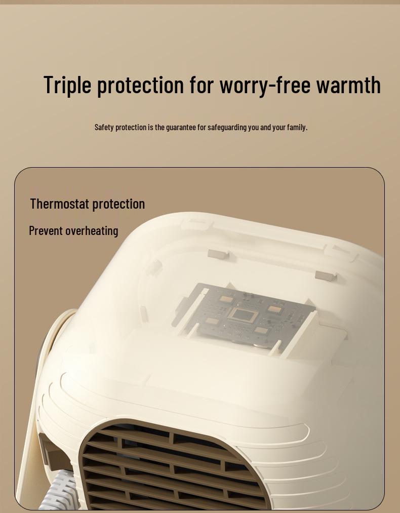 Kompakter energiesparender Schreibtischventilator & Elektroheizer