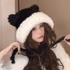 Bear Cute Plush Edge Lace Korean Knitted Hat Women's Autumn and Winter Warm Ear Protection Woolen Hat New Style