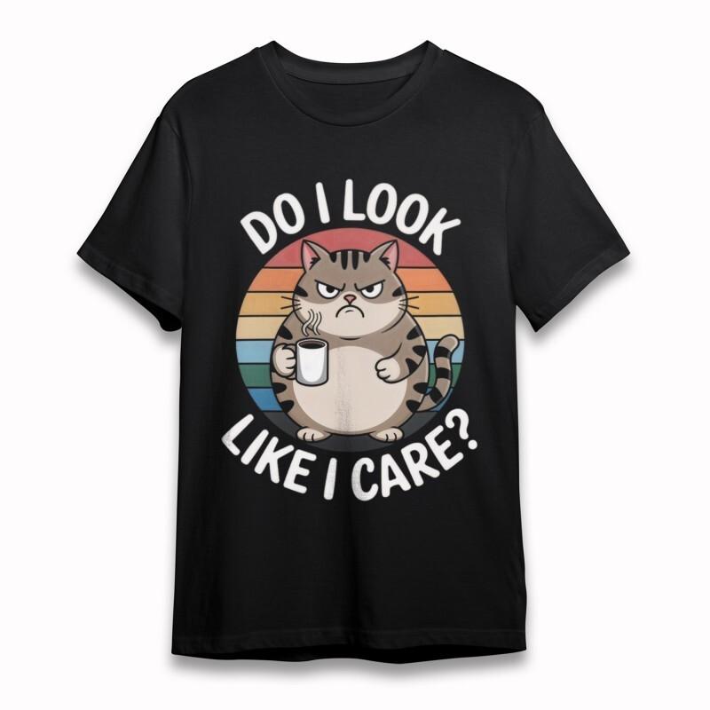 

Women s Classic T-Shirt Do I Look Like I Care Angry Cat Graphic Oversize Tee XL