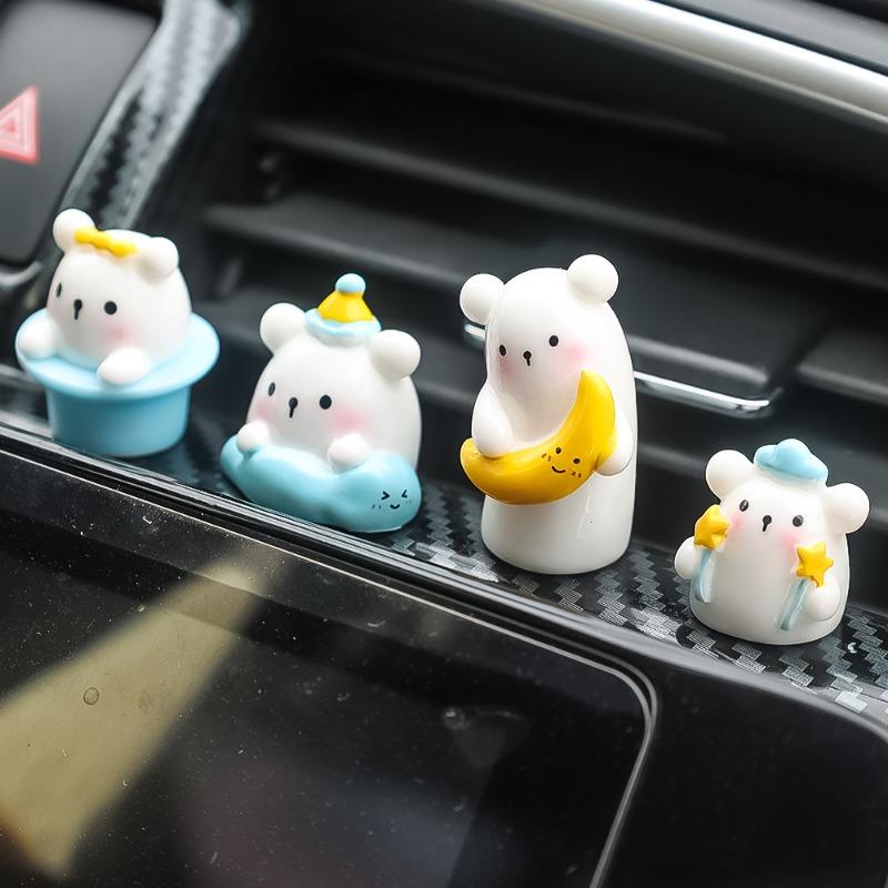 Neue süße Bären-Auto-Harz-Ornamente Cartoon-Mini-Tierpuppe Auto-Armaturenbrett Mittelkonsole Dekorative Accessoires Kreative Geschenke