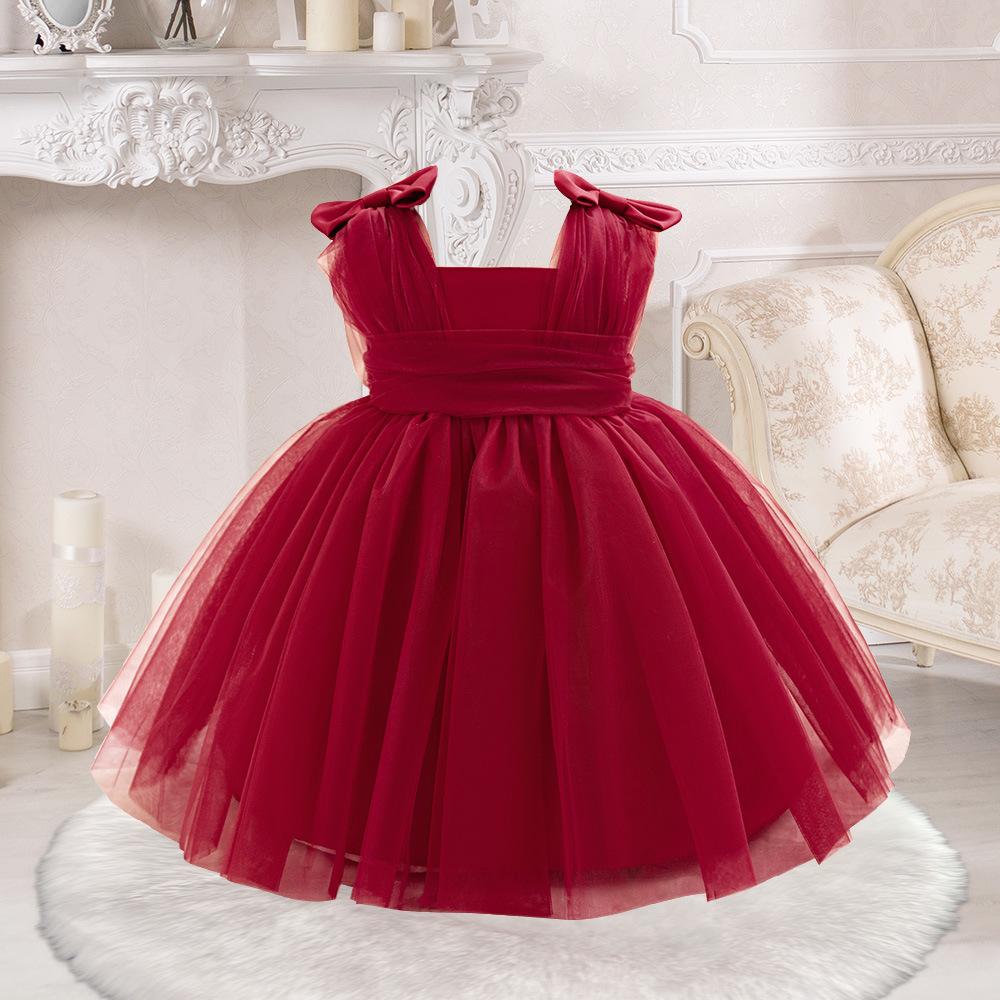 

Платья для маленьких девочек, платья для вечеринок и свадеб, платья для новорожденных девочек с большим бантом, платье принцессы на первый день рождения для маленьких девочек LAL15 12-18M малиновый