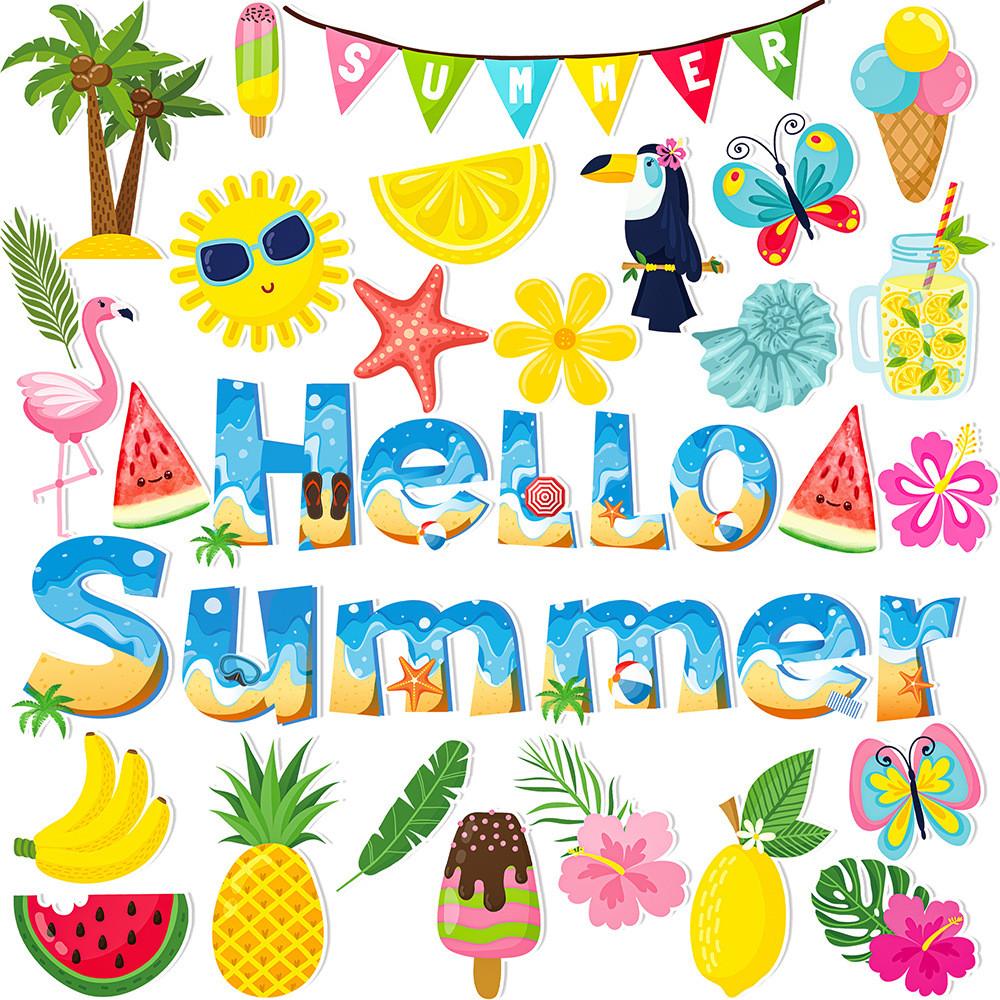 Themed Summer Beach Fruit Coconut Pattern Creativity Decorative Sticker Card