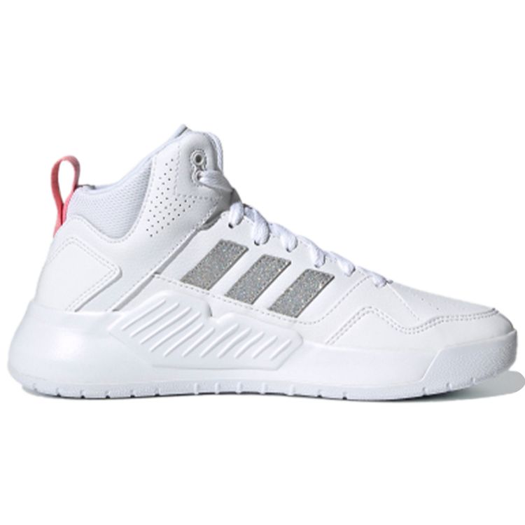 Adidas Neo Play9tis 2 Comfortable Casual Durable Mid-Top Skate Shoes Women Sneakers White Silver Pink FZ1043