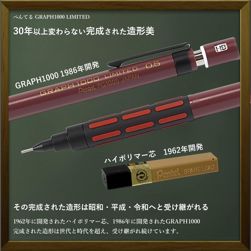 Pentel Graph 1000 Mechanical Pencil in Limited Retro Colors Includes Retro High Polymer and RingLeaf Original Pen Box [GRAPH1000 LIMITED] Eraser,