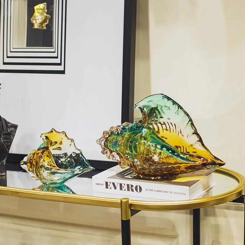 Transparente Glasmuschel Bunte Muschel Statue Modernes Design Skulptur Handwerk Ästhetische Dekoration Ornamente Dekorative Figuren