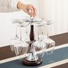 Freestanding 6 Bottles Wine Glass Rack Wooden High-Stem Glass Holder  Bar Accessory