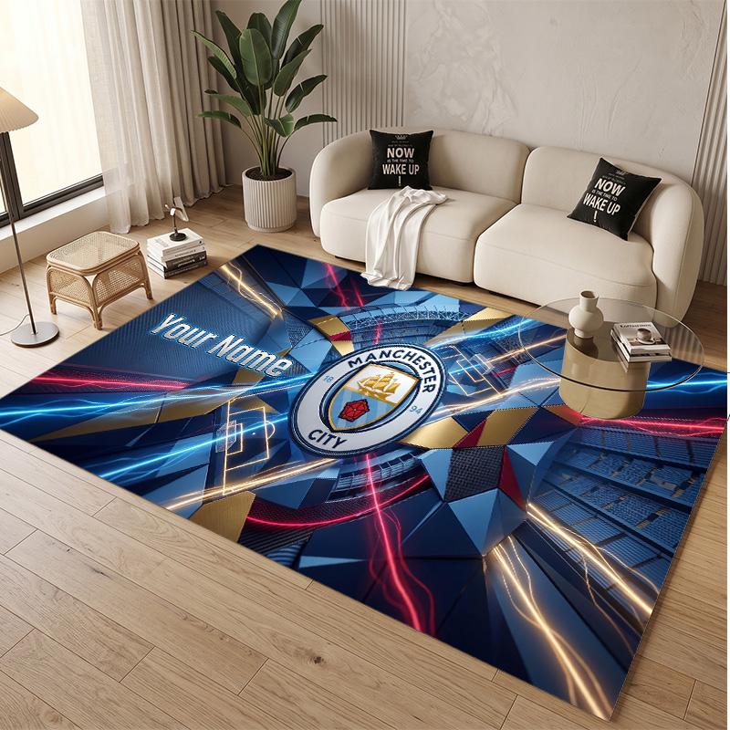 Personalized Crystal Velvet Carpet Manchester City Pattern Non Slip Floor Rug