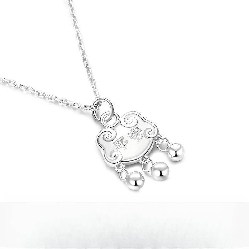 Ping An Lucky Lock Necklace Female Longevity Lock Couple China-Chic Love Gift Ping An Lock