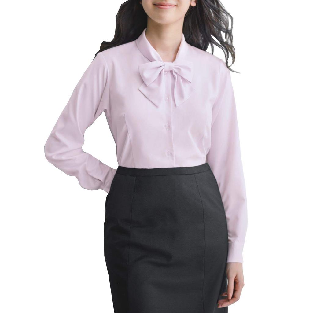Carsey Enjoy EWB433 AIR CON Long Sleeve Ribbon Size 9 PIQUÉ Blouse, Pink,