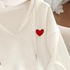 Women's Heart Embroidery Hooded Short Sweatshirt