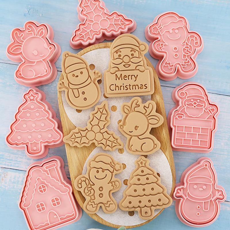 Christmas Cookie Cutter 3D Christmas Holiday Cookie Mould Shapes With Santa/Xmas Tree/House/Deer Christmas Party Decoration Tool