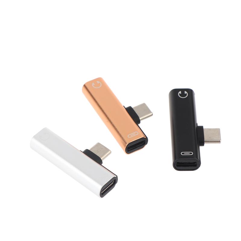 Type-C Dual 2-in-1 Audio Charger Adapter Listen To Songs Charge Simultaneously For Android USB C Phones Office