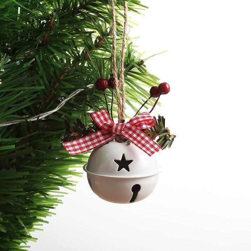 Christmas Iron Round Bell Decoration Accessories Twine Holly Berry Christmas Bell Pendant