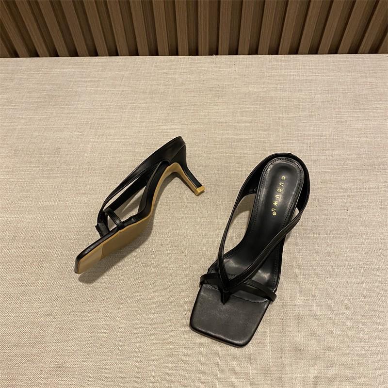 Fashion 2024 Summer Silvery Women Slippers Fashion Elegant Narrow Band Open Toe Slides Shoes Ladies Outdoor Dress High Heel