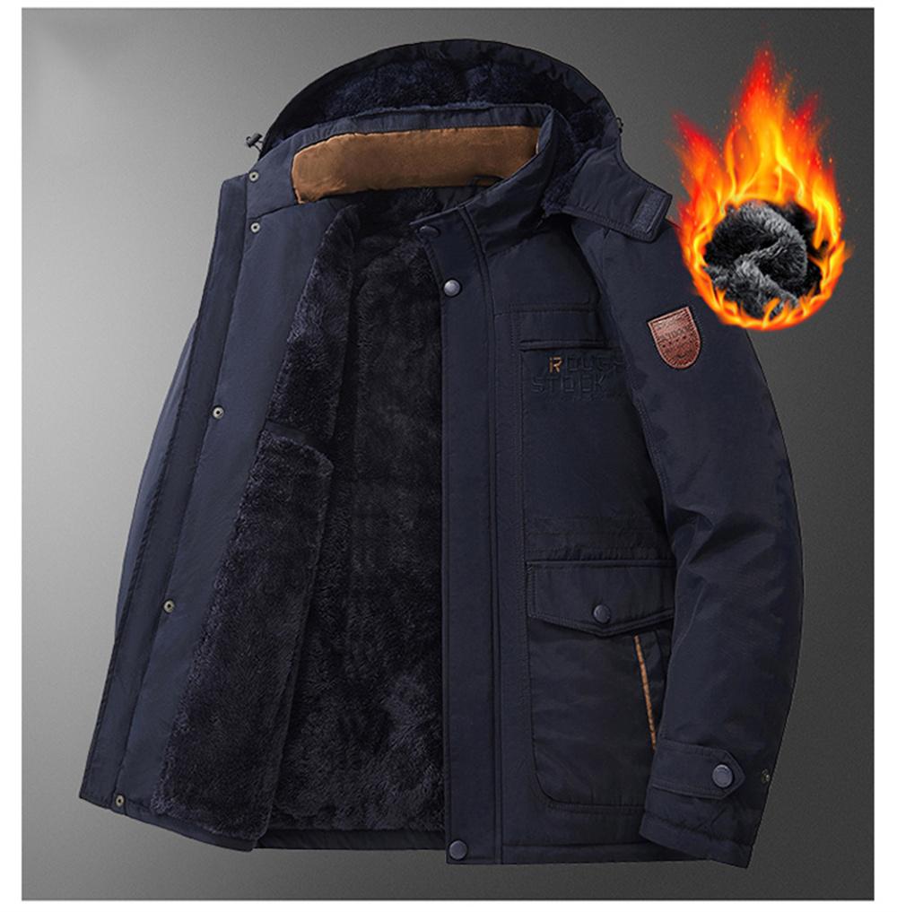 New Winter Men's Fleece-Lined Parka Coat Casual Vintage Military Workwear Jacket Thickened Detachable Hooded Parkas Men Overcoat