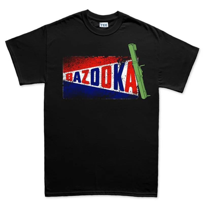 Bazooka Unisex T-shirt in Cotone Stile Vintage Retro Nero Fitness Muscolo Fresco Atletico