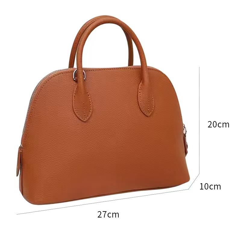 First-layer Cowhide Handbag, Fashionable Versatile Mini Bowling Oblique Span Bag, High-quality Niche Design Shell Bag