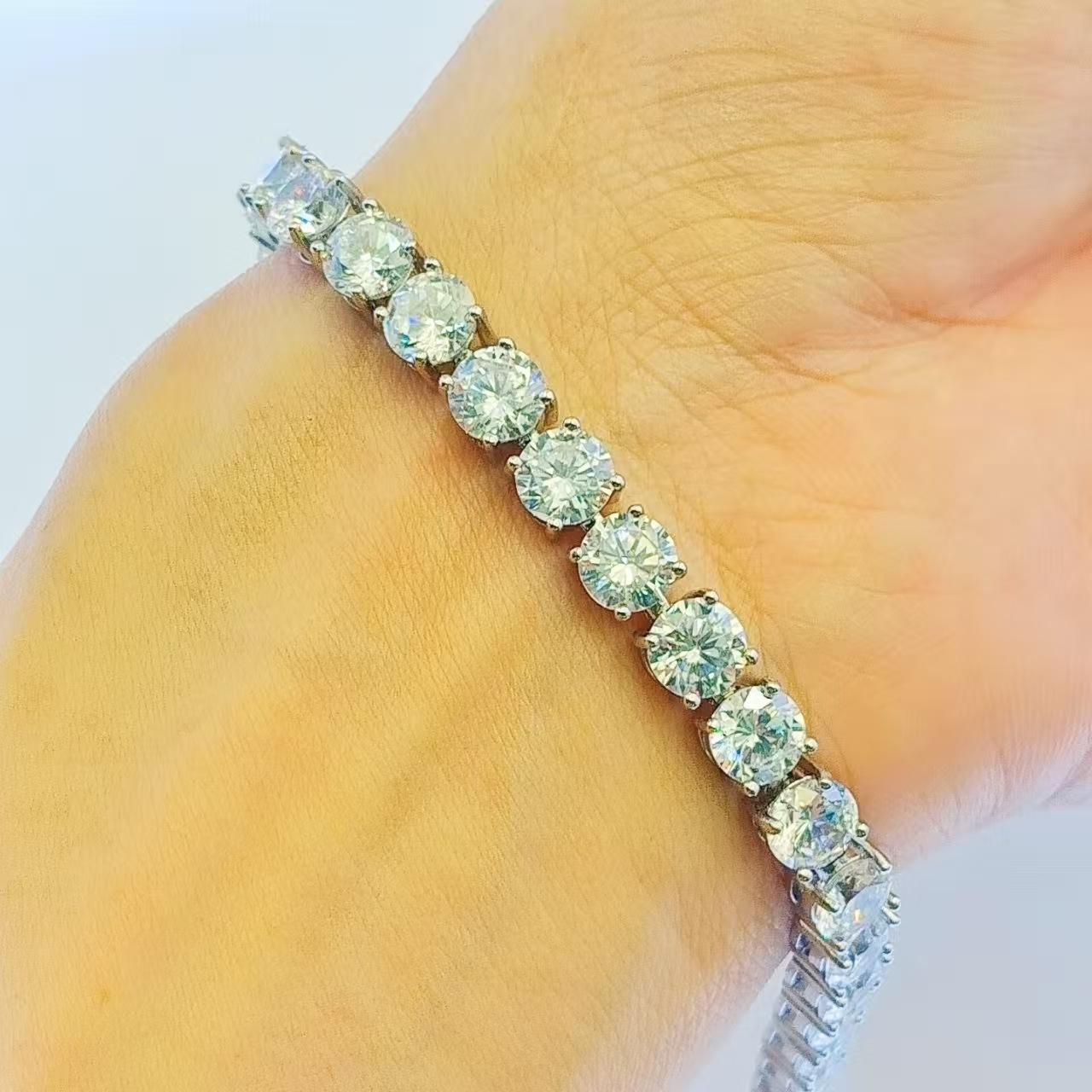 

Simulation 6Mm Mozzarella Diamond Bracelet Hip Hop Single Row Tennis Chain Trendy Brand Men S Zircon Bracelet copper gold-plated