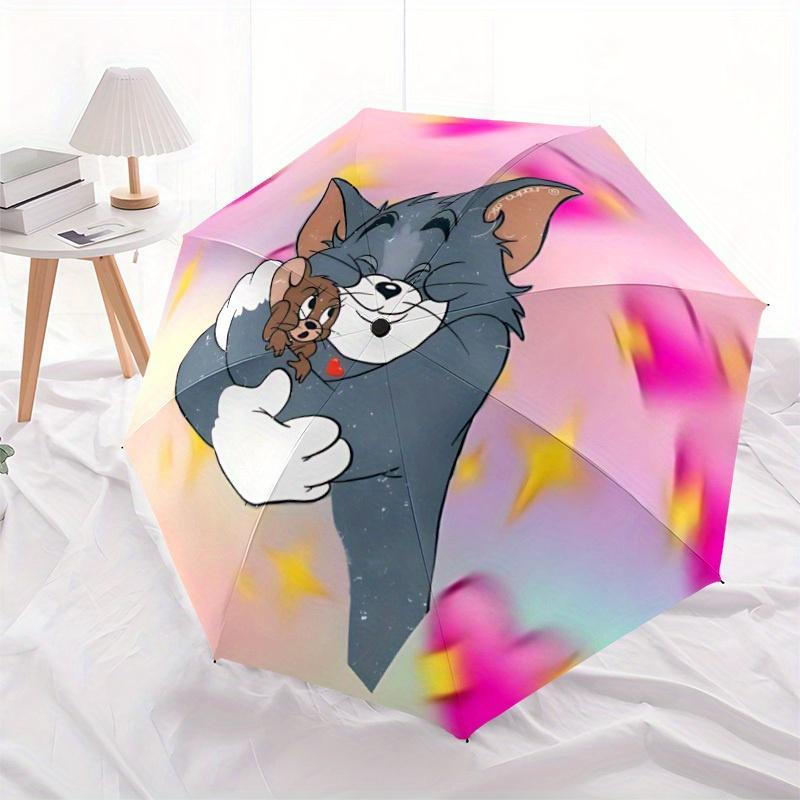 Tom Jerry Automatic Open/Close Umbrella Folding Umbrella,Portable Compact Perfect Gift for Birthday, Christmas0809177