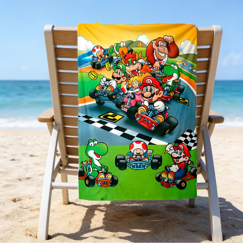 proof beach towel with a Super Mario1 pattern - soft,absorbent,quick-drying,machine washable - perfect for swimming,camping,bathing