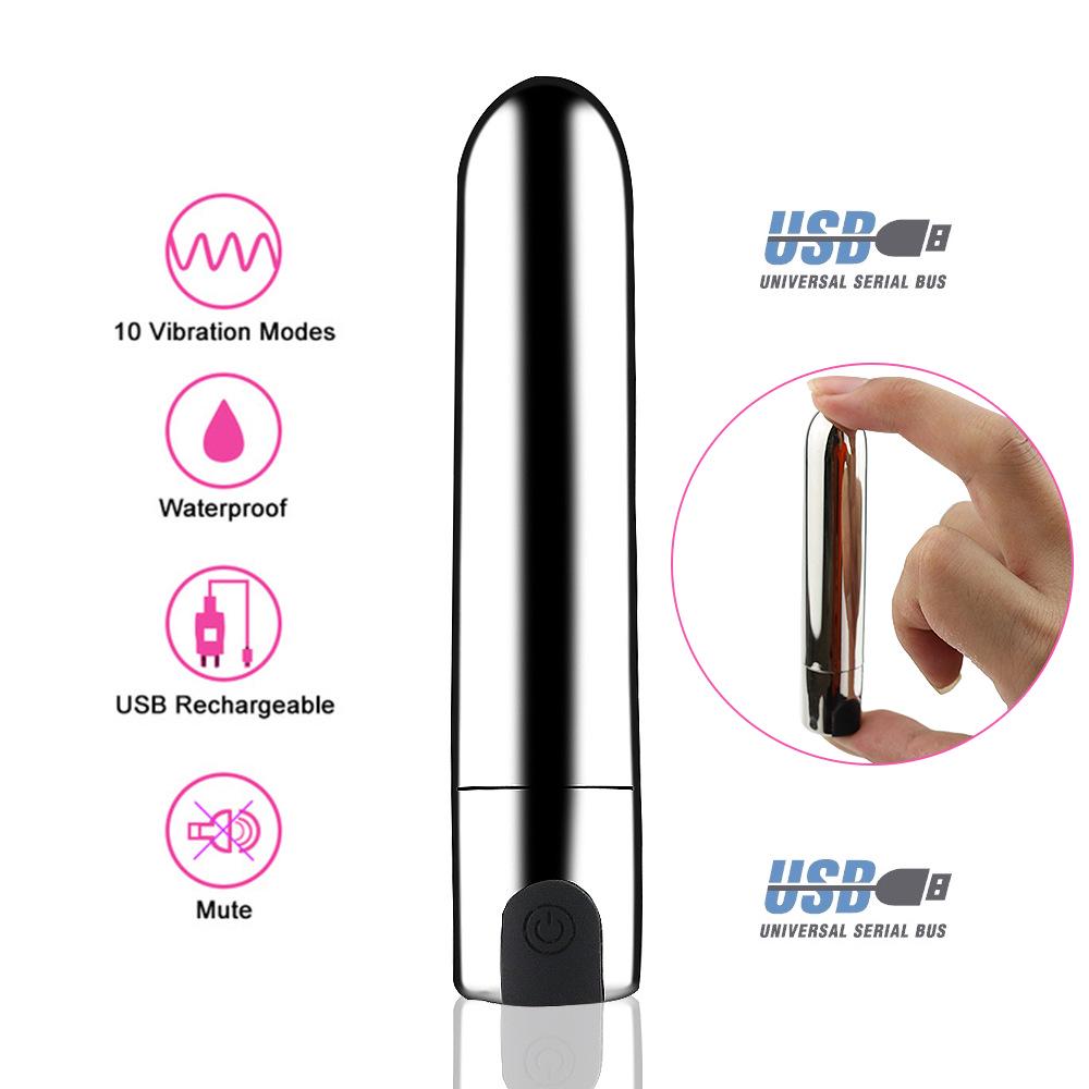 USB wiederaufladbarer Bullet-Vibrator, 10 Modi, Vibrations-Bullet, weiblicher Masturbator, vibrierendes Ei-Spielzeug
