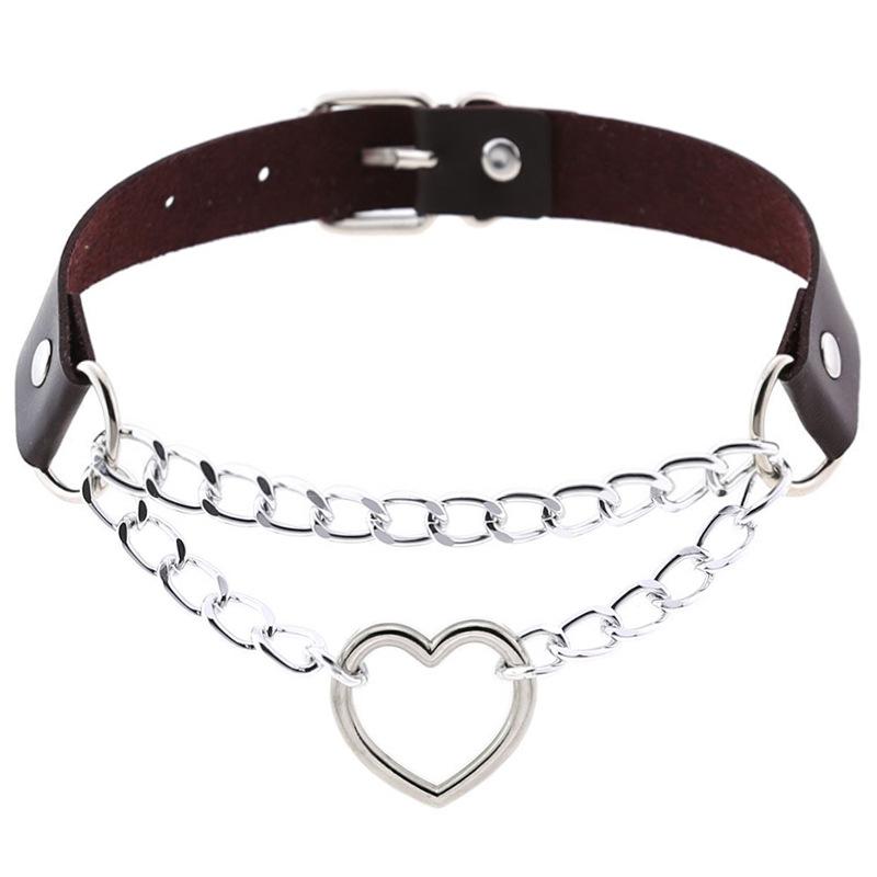 Eco-friendly Harajuku Peach Heart PU Leather Choker Necklace - Trendy Heart-Shaped Clavicle Chain