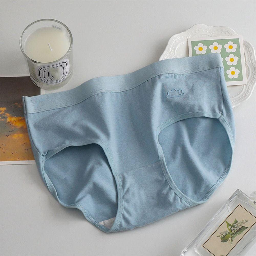 5Pcs Mid Waist Seamless Briefs Cotton Crotch Underwear for Women Soft Solid Color Panties Girl