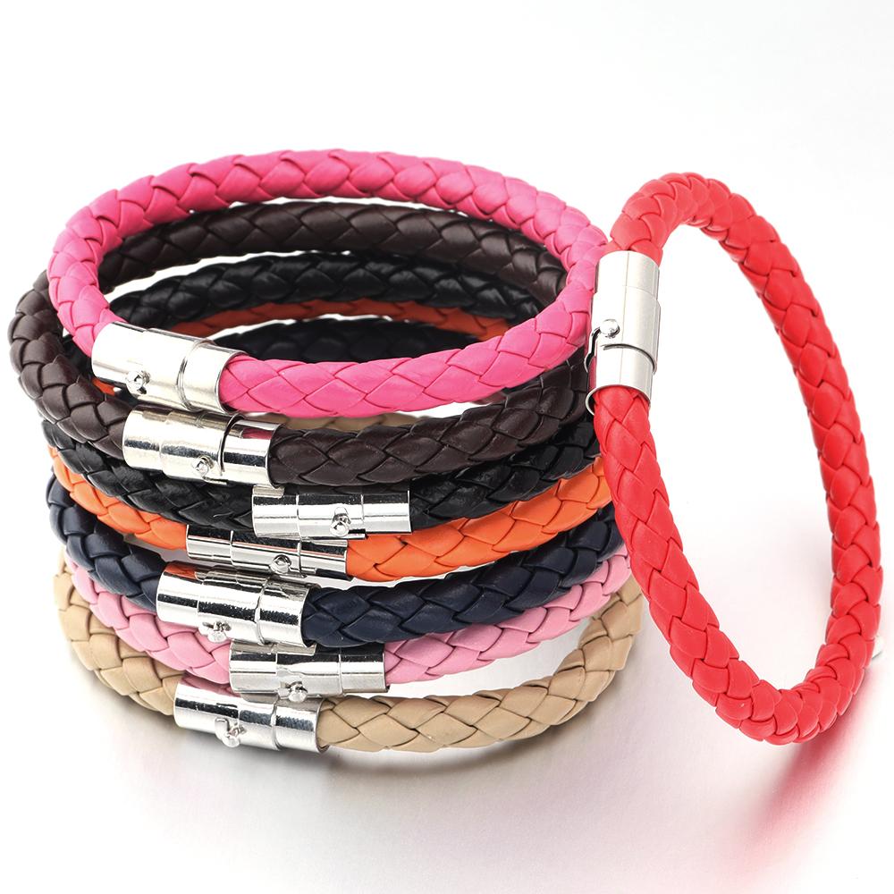 1pc Fashion Design PU Leather Cord Bracelet 19/21cm Copper Magnetic Clasp Bracelet For Men Women Valentine's Day Jewelry Gifts